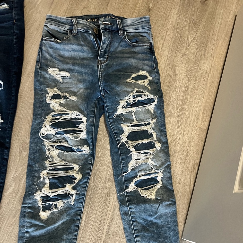ae jeans with patched rips